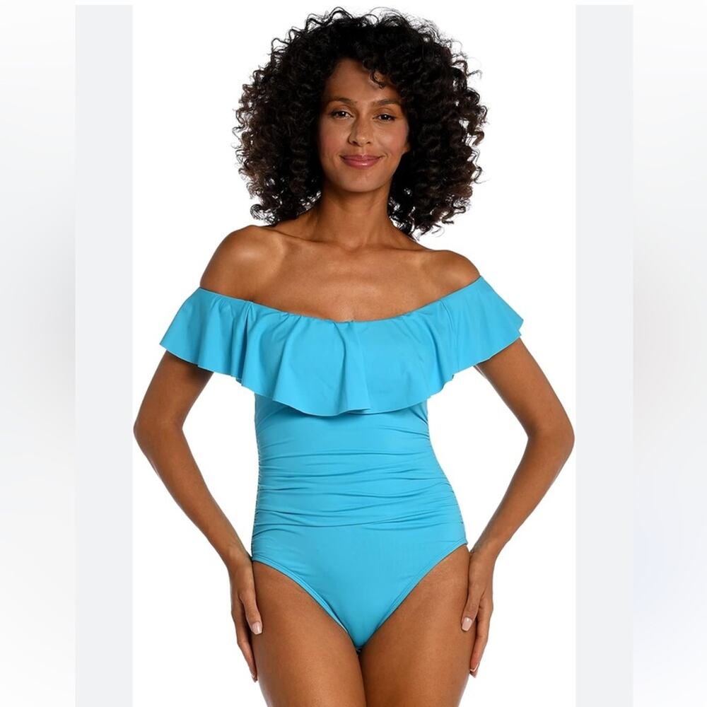 La Blanca Blue Off-Shoulder One Piece Swimsuit